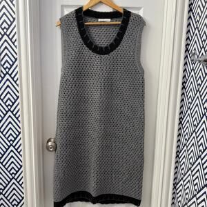 See by Chloe Sleeveless Large-Knit Wool Midi Dress Gray and Black Size 8